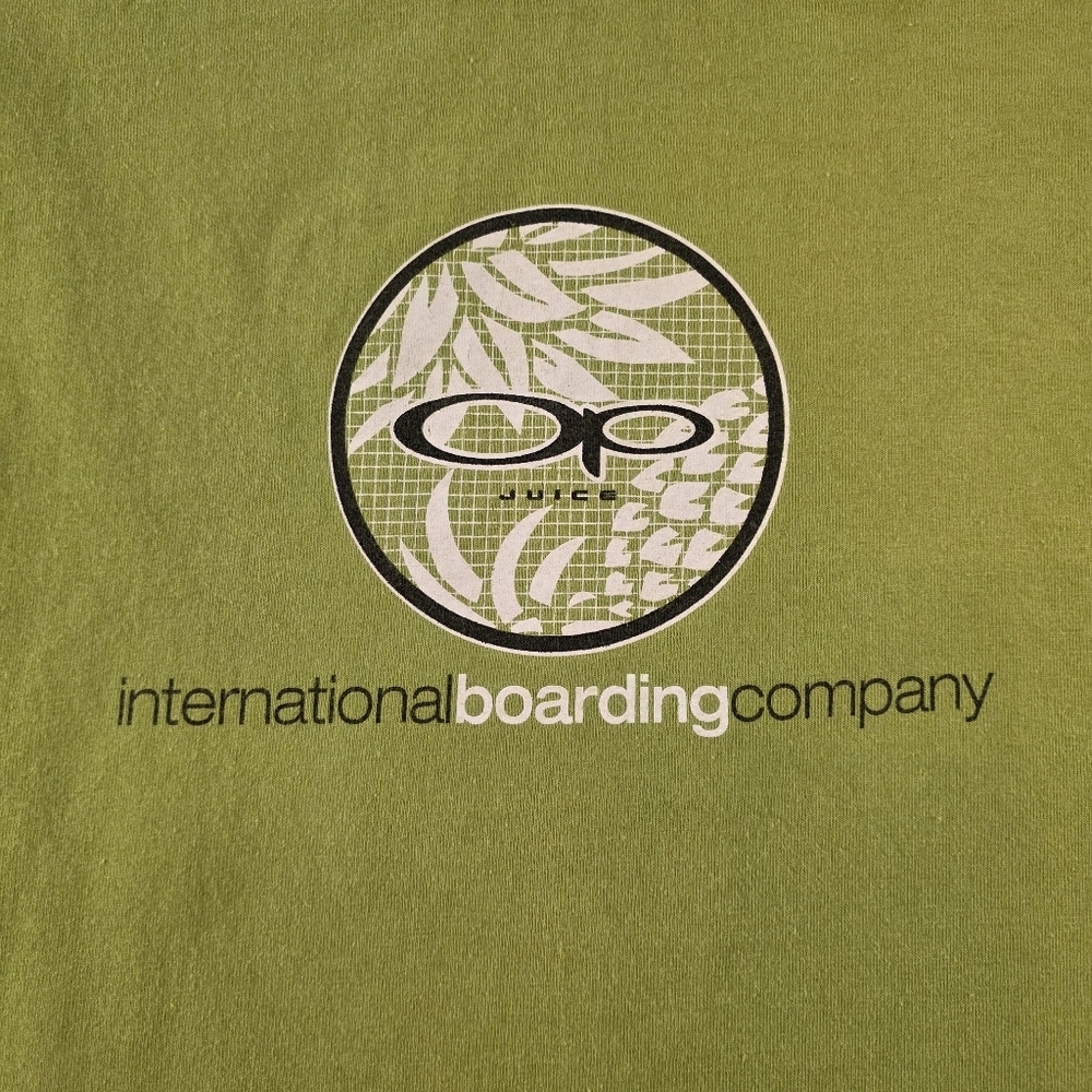Vintage OP International Boarding Company Green T-Shirt Men’s Size L Surf Skate - Picture 2 of 7